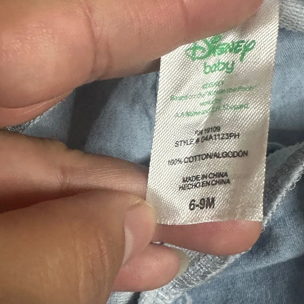 Disney Baby Winnie The Pooh Romper 6-9M Blue Chambray Overalls Sunsuit